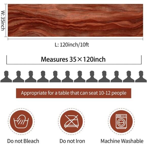 10 Pack Christmas Table Runner Terracotta Cheesecloth Table Runners 35x120 - Picture 5 of 7